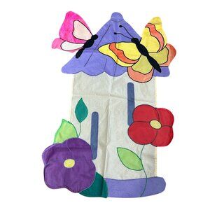 Butterfly House Garden Flag Spring Summer Outdoor Flowers 28" X 42"